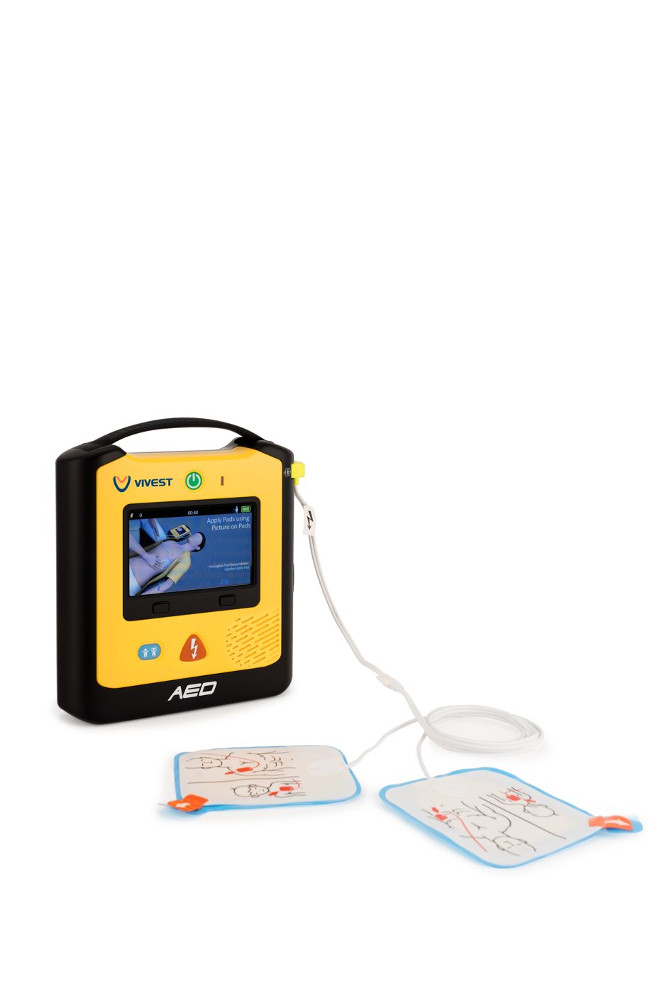 Vivest A1 AED with pads unpacked