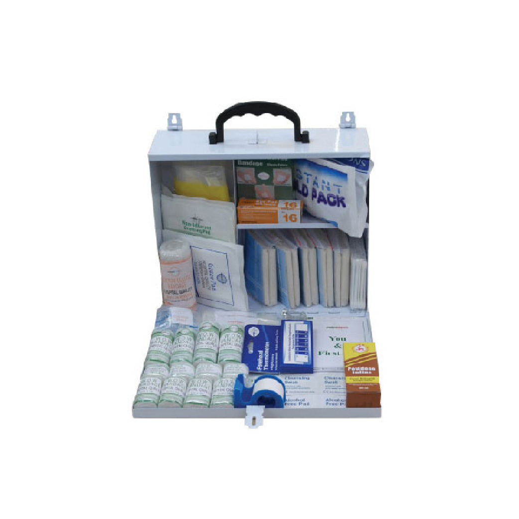 First aid kit Box A to DOSH guidelines, open metal case