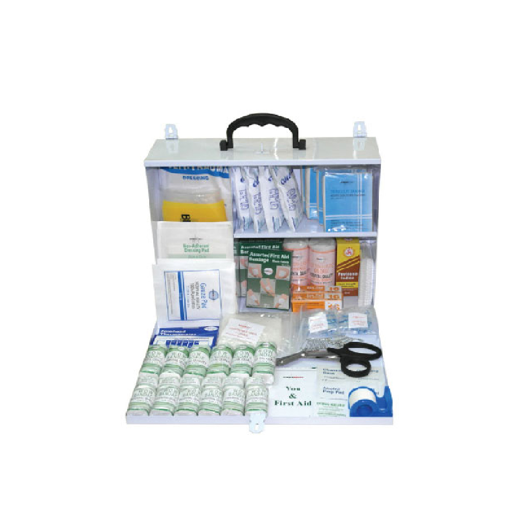 First aid kit Box B to DOSH guidelines, open metal case