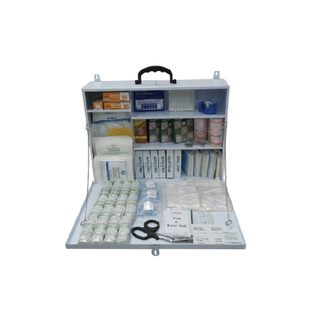 First aid kit Box C to DOSH guidelines, open metal case