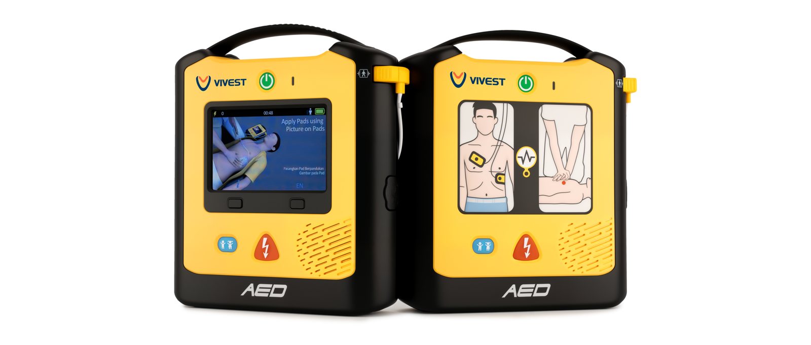 Vivest A3 and A1 AEDs side by side